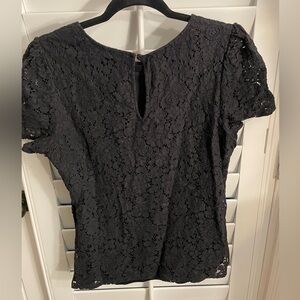 Express - Black Lace Puff Sleeve Top - Large